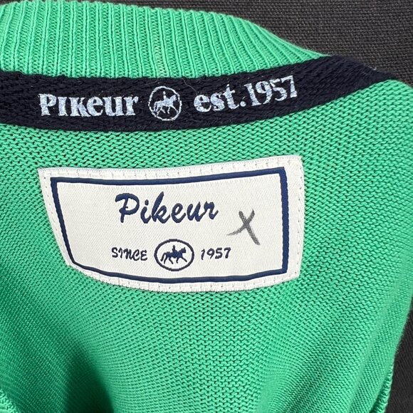 Pikeur Eskadron Equestrian V-neck Cotton‎ Sweater Green with Embroidered Crest M - Picture 5 of 7